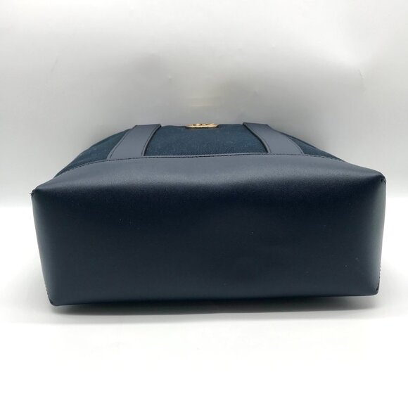 Michael Kors Navy Fulton Textured Canvas and Leather Trim Medium Tote - Picture 5 of 11